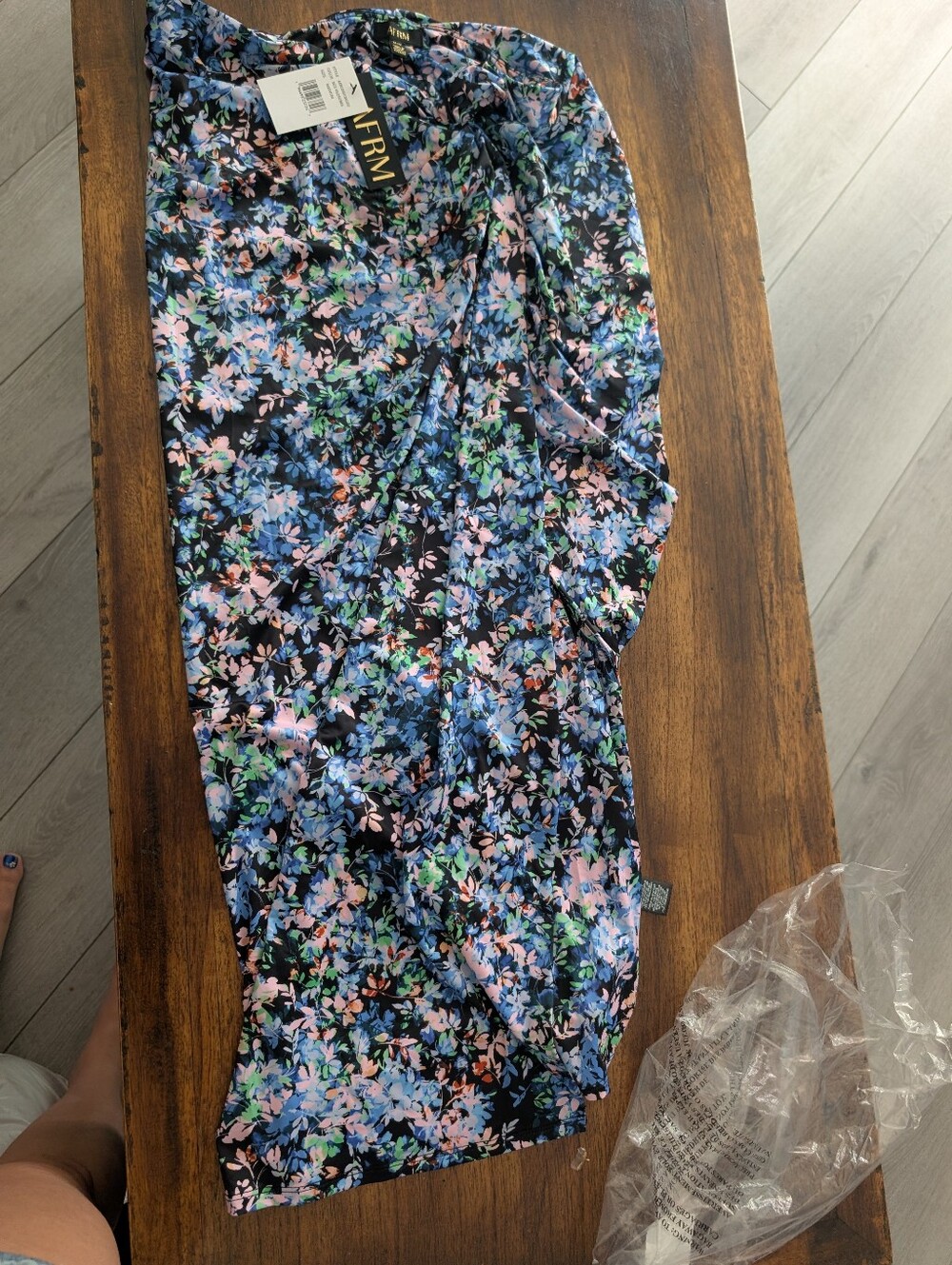 Affirm Floral Maxi Skirt with Blue and Pink Blossoms NEW